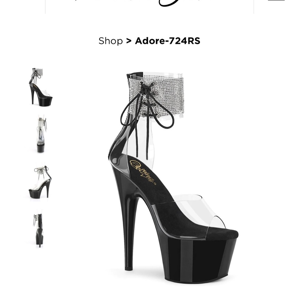 Pleaser Adore 724 RS Rhinestone ankle cuff heels